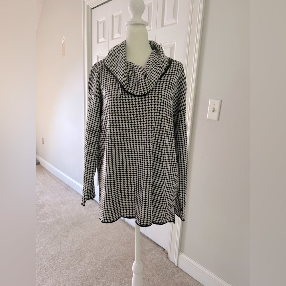 Calvin Klein Black and White Cowl Neck Sweater